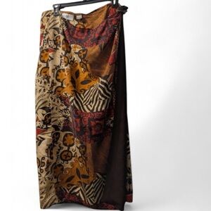 Dana Buchman multicolored floral botanical animal print Wrap Midi Skirt. Size 16